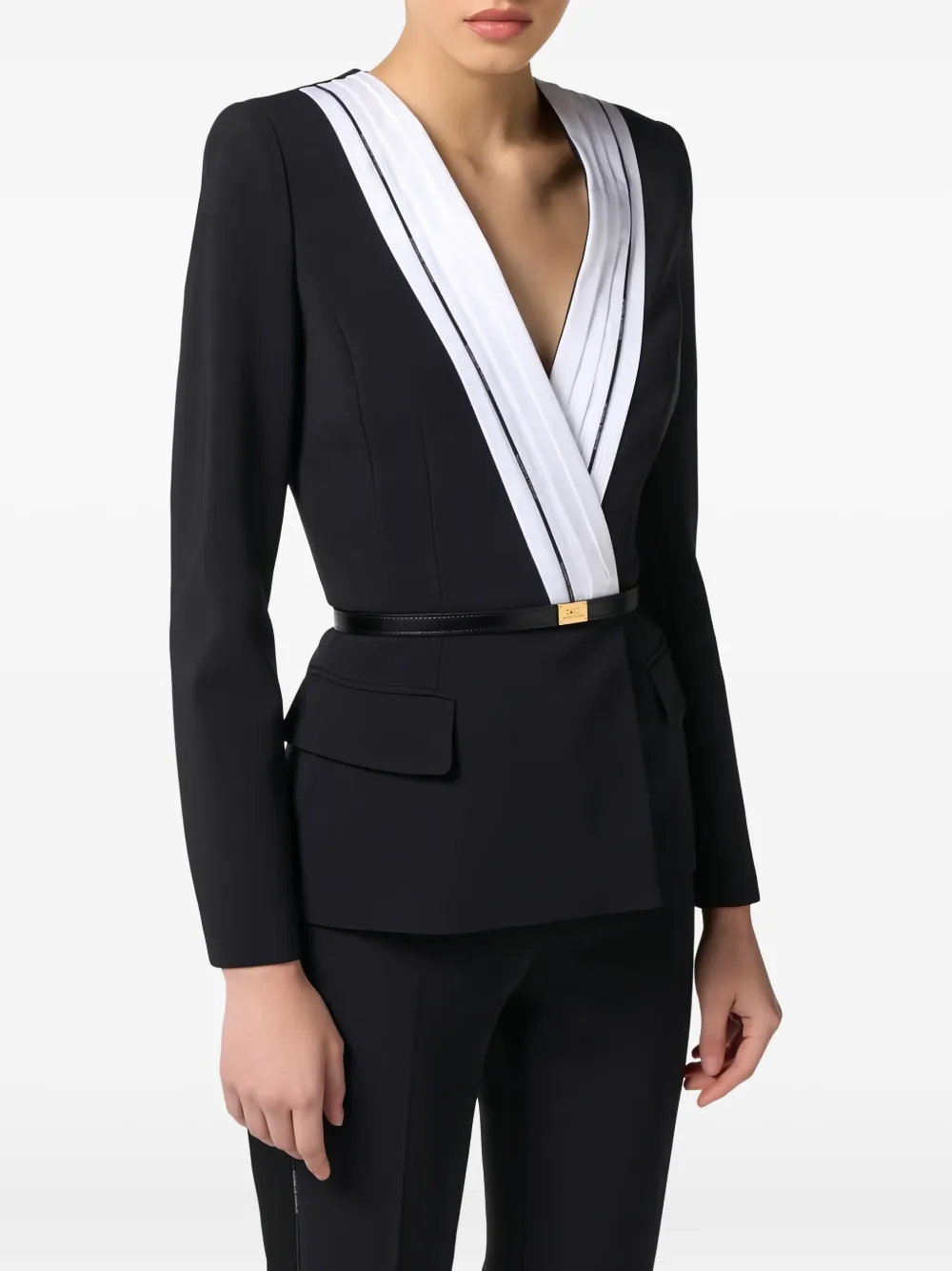 Elisabetta Franchi Geplooid jack met logo afwerking Zwart