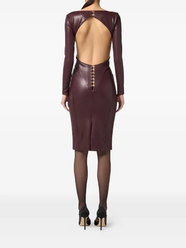 chinese dress ladies Elisabetta Franchi Red Spaghetti Strap W/ Leather Detail Dress - BOPF