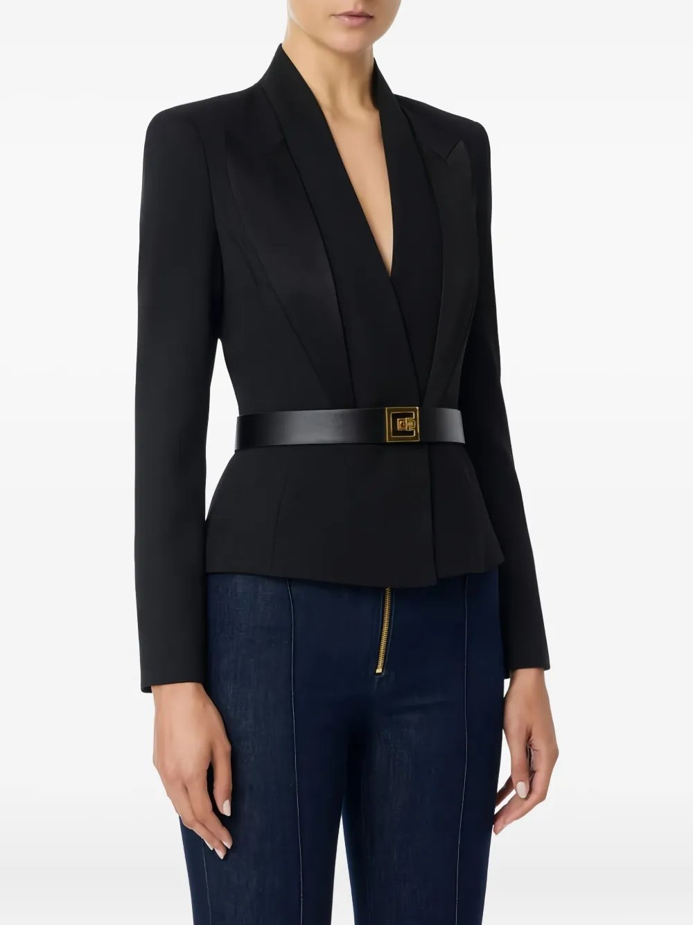 Elisabetta Franchi satin-lapels belted blazer | Blazers | Image 2