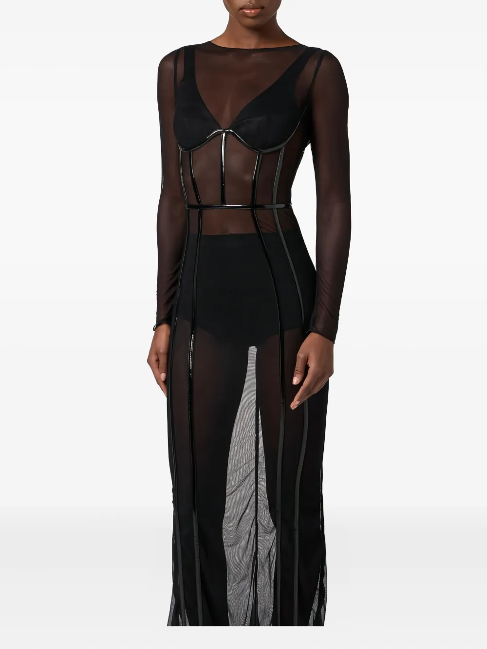 Elisabetta Franchi Red Carpet stretch tulle bustier dress - Zwart