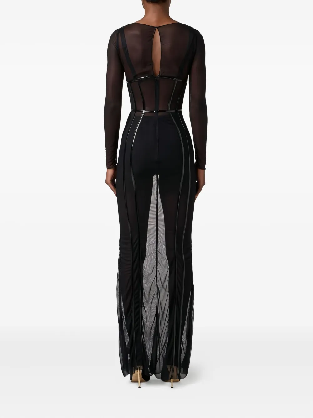 Elisabetta Franchi Red Carpet stretch tulen bustier jurk Zwart