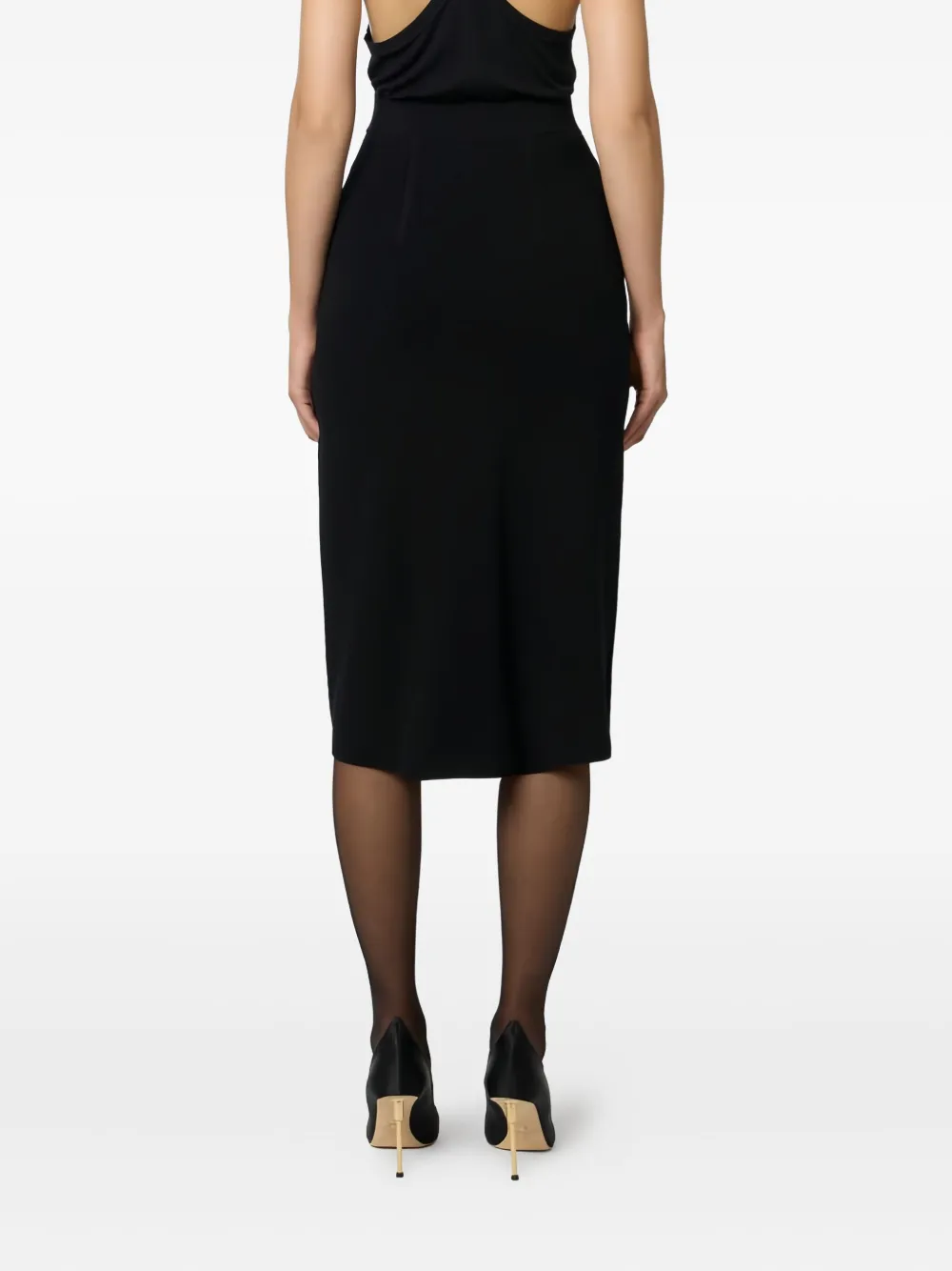 Elisabetta Franchi Button Midi Skirt In Animal Print