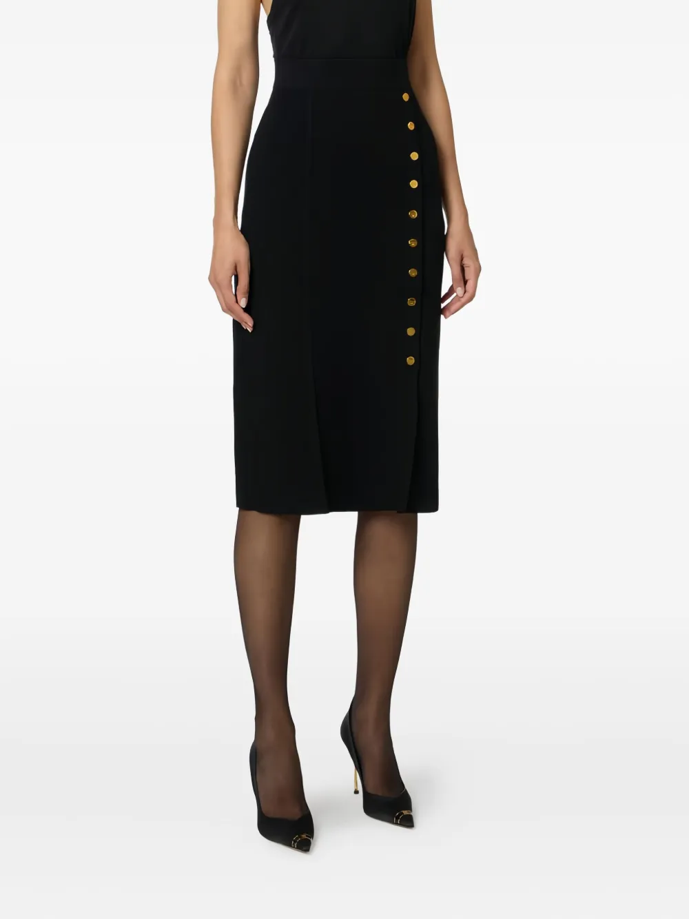 Elisabetta Franchi button midi skirt - Zwart