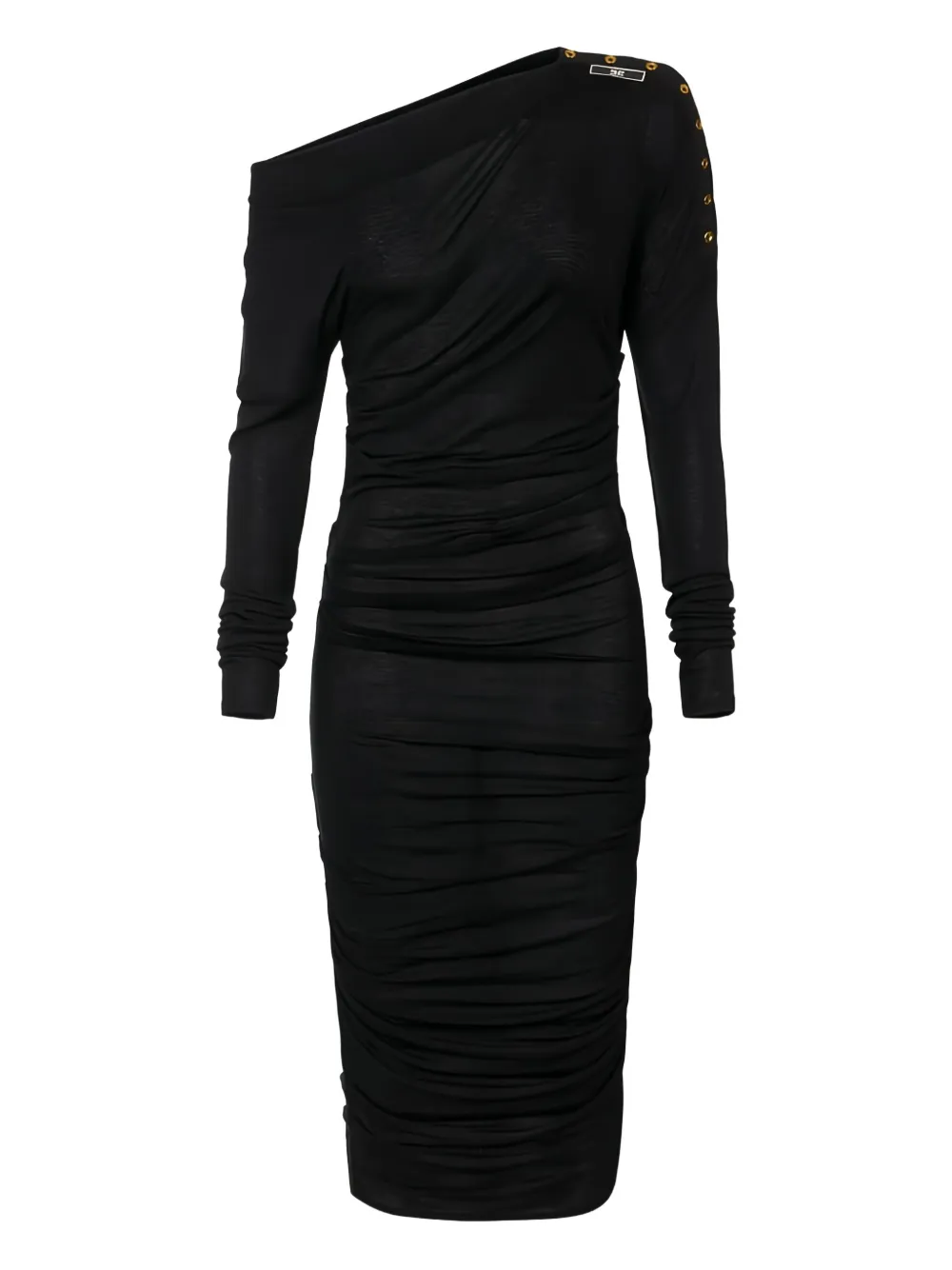 Elisabetta Franchi Draping Asymmetric Jersey Dress In Black