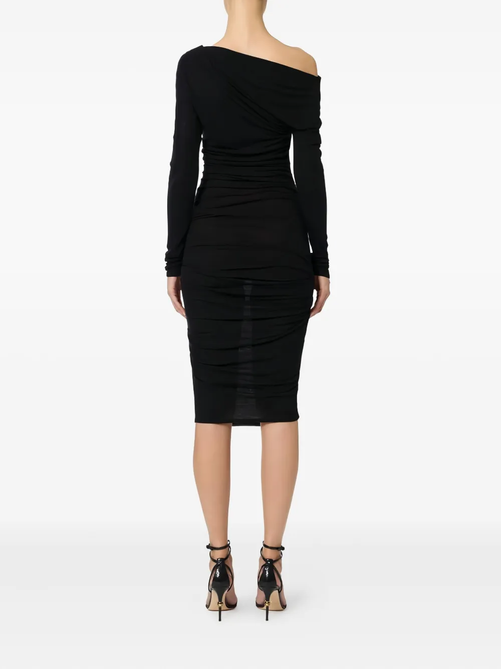 Elisabetta Franchi Draping Asymmetric Jersey Dress In Black