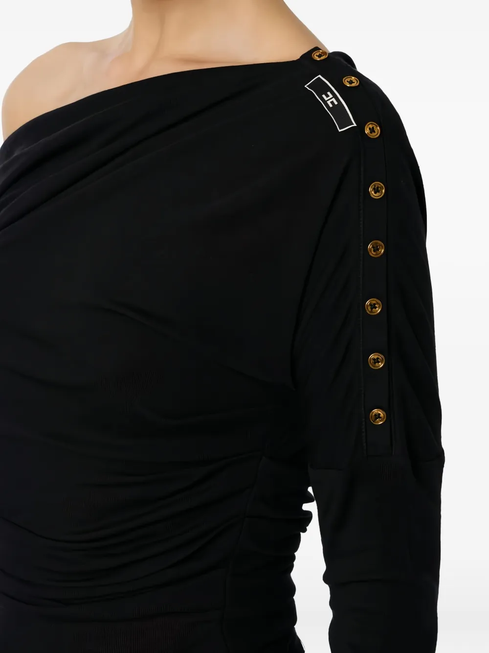 Elisabetta Franchi Draping Asymmetric Jersey Dress In Black