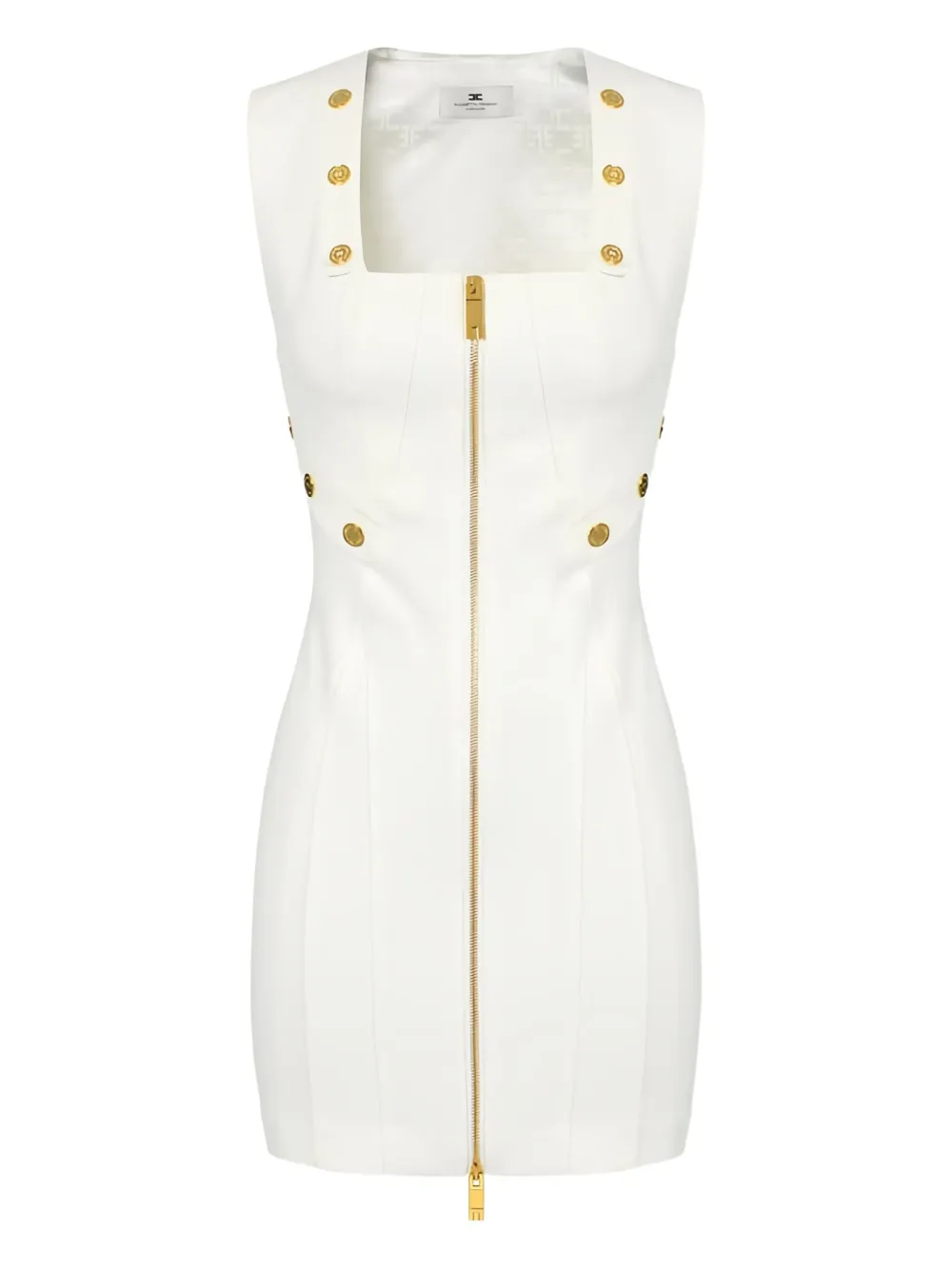Elisabetta Franchi Topstitching Button Dress In White
