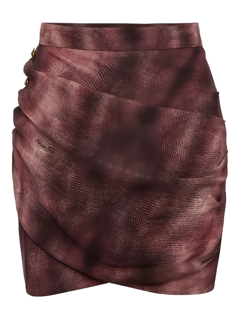 Elisabetta Franchi draping jewel python-print buttons skirt | Red | Image 1