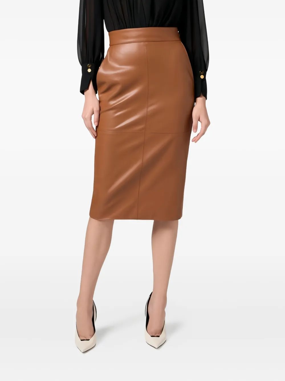Elisabetta Franchi jewel clasps pencil skirt | Brown | Image 1