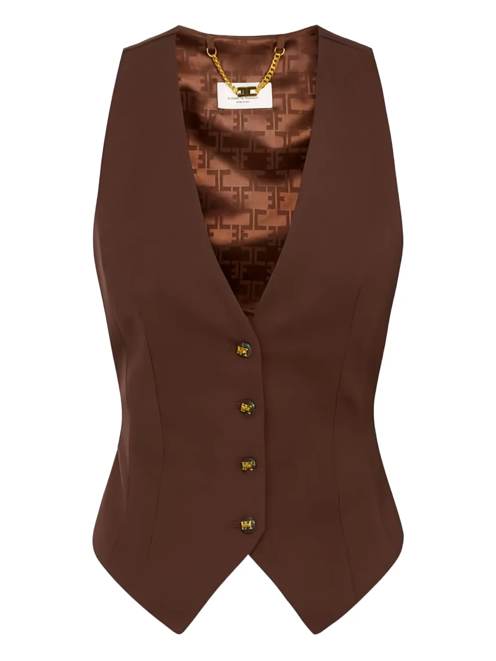 Elisabetta Franchi gabardine buttoned waistcoat | Brown | Image 1