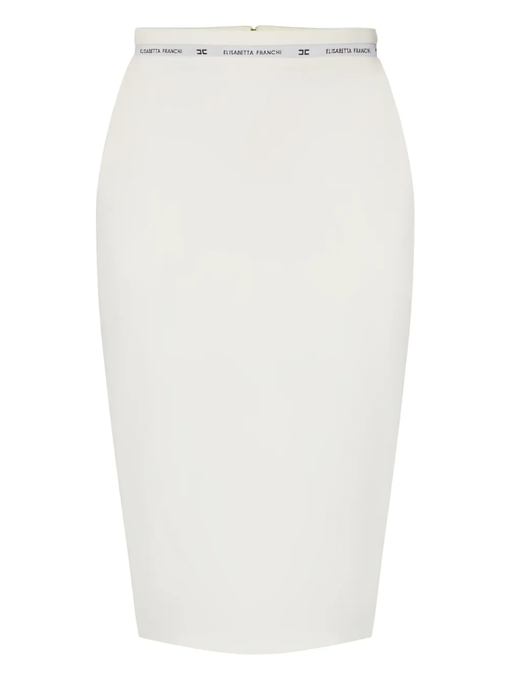 Elisabetta Franchi logo ribbon crêpe skirt | White | Image 1