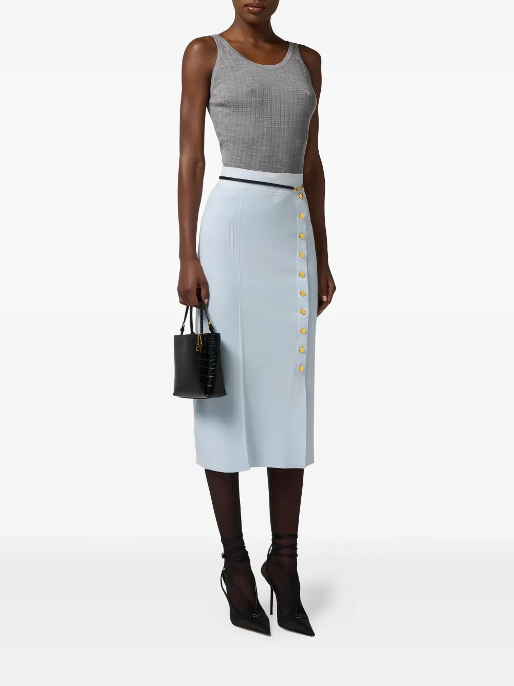 Elisabetta Franchi button midi skirt - Blauw