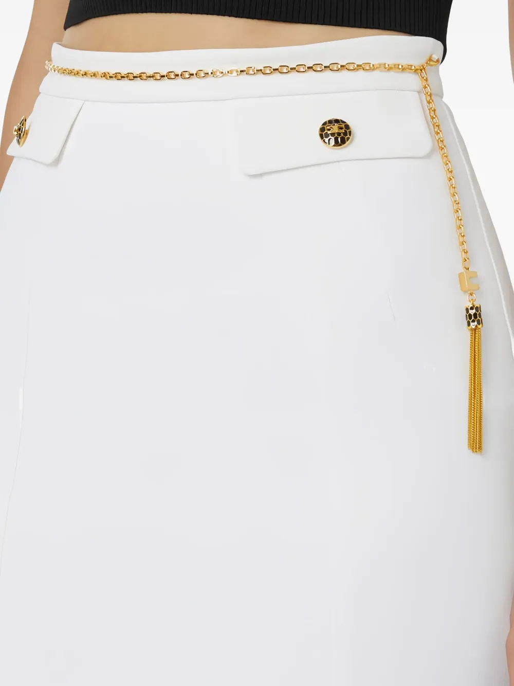 Elisabetta Franchi Chain-belt Mini Skirt In White