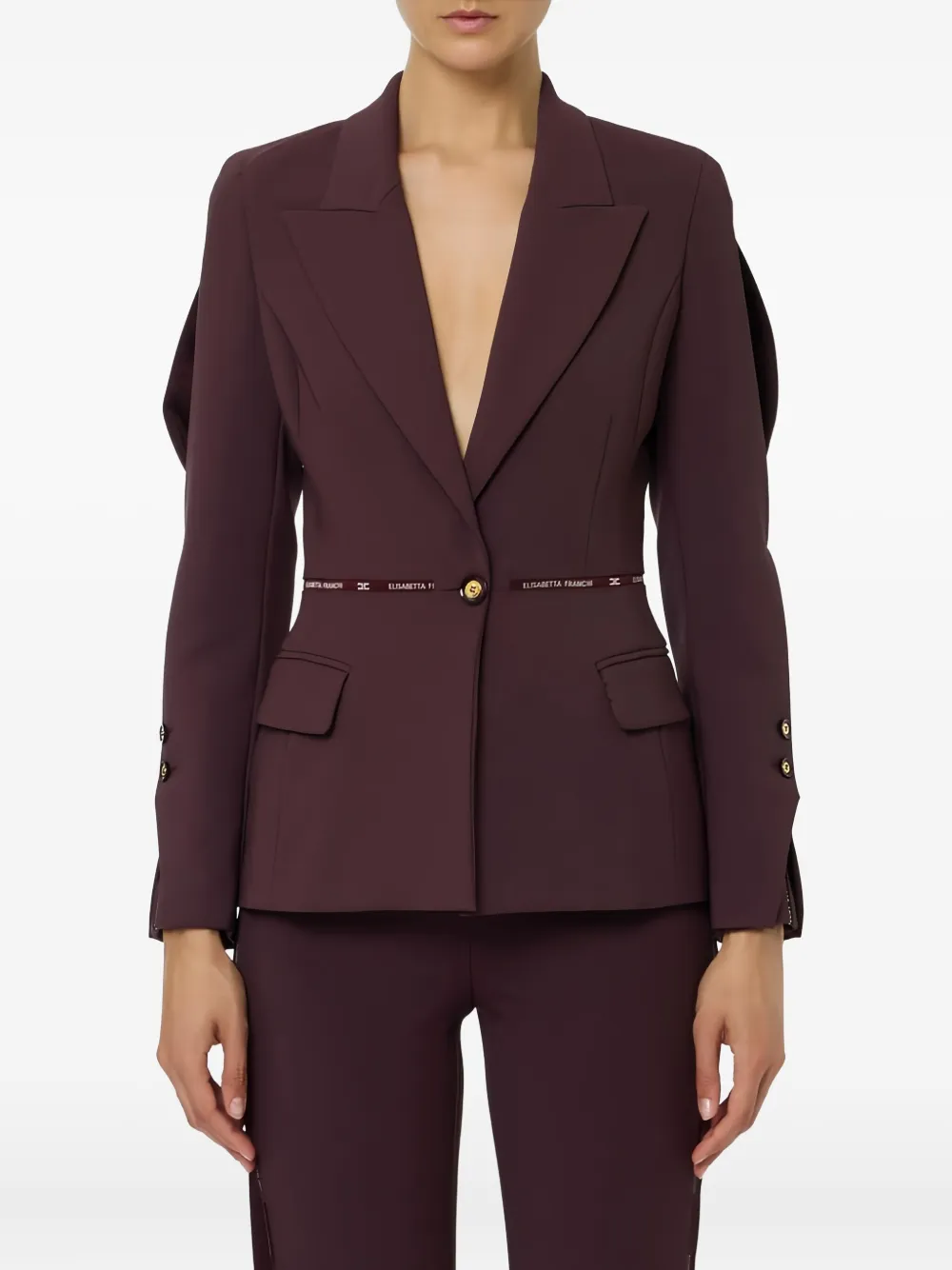 Elisabetta Franchi logo ribbon crêpe jacket | Fitted Jackets | Image 2