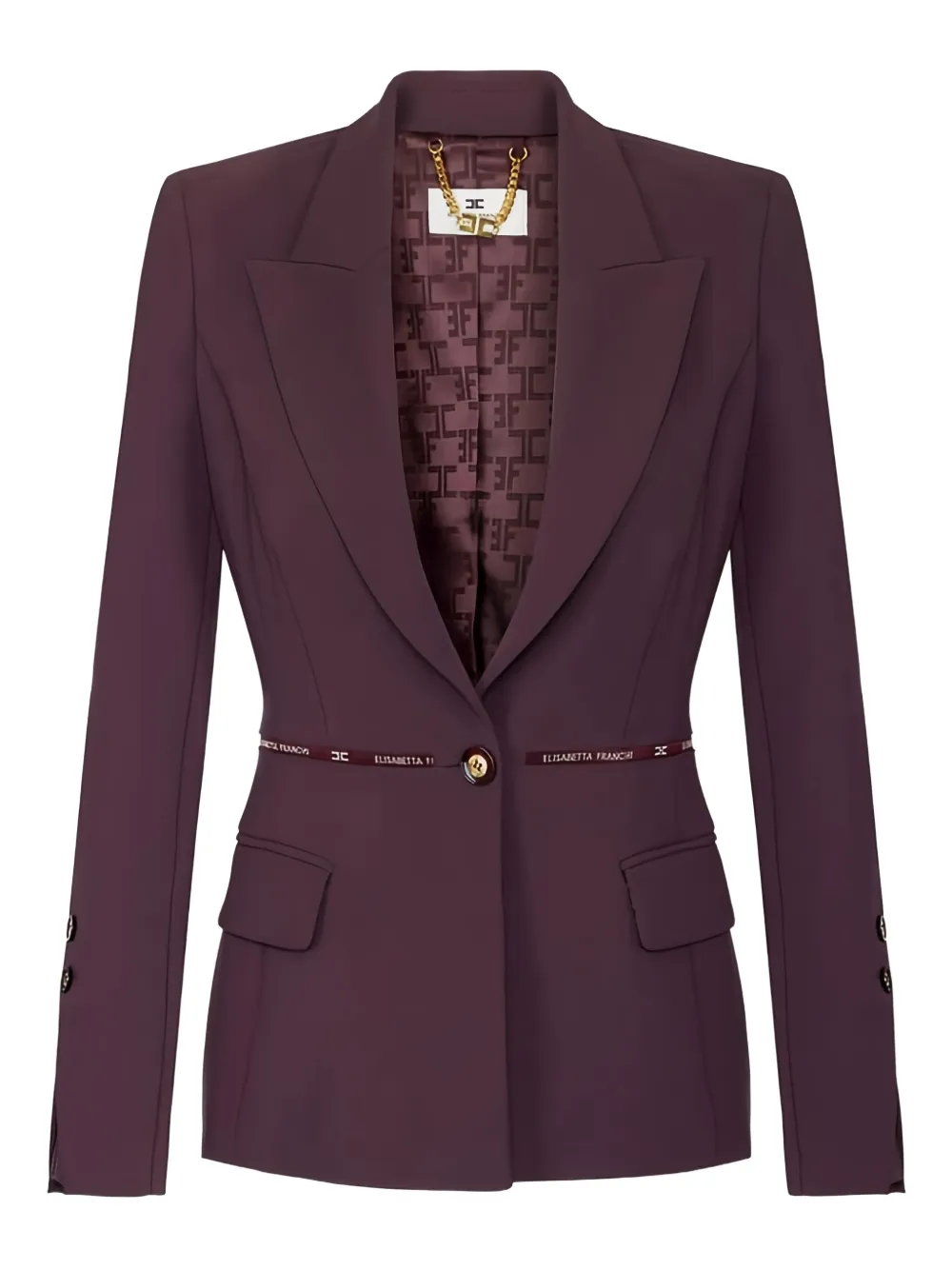 Elisabetta Franchi logo ribbon crêpe jacket | Red | Image 1