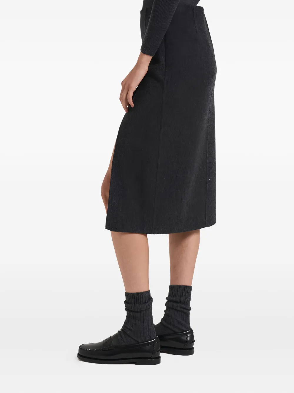 P.a.r.o.s.h Front-slit Midi Skirt In Black