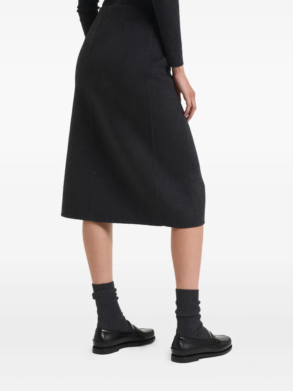 P.a.r.o.s.h Front-slit Midi Skirt In Black