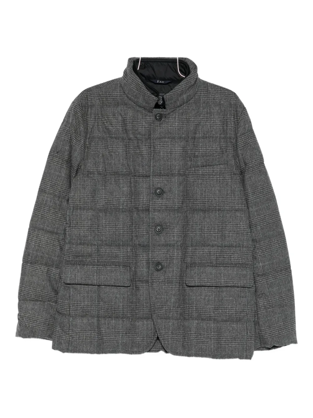 Fay checked flap-pocket coat | Grey | Image 1