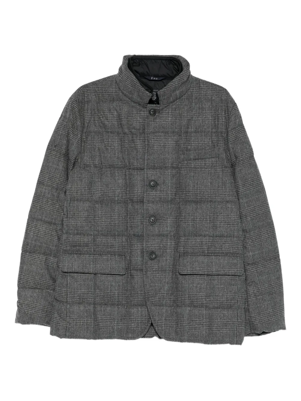 Fay checked flap-pocket coat | Grey | Image 1