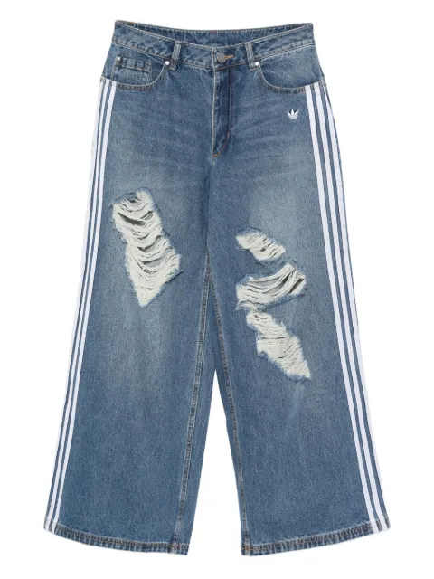 adidas jeans con detalles rasgados y motivo de rayas