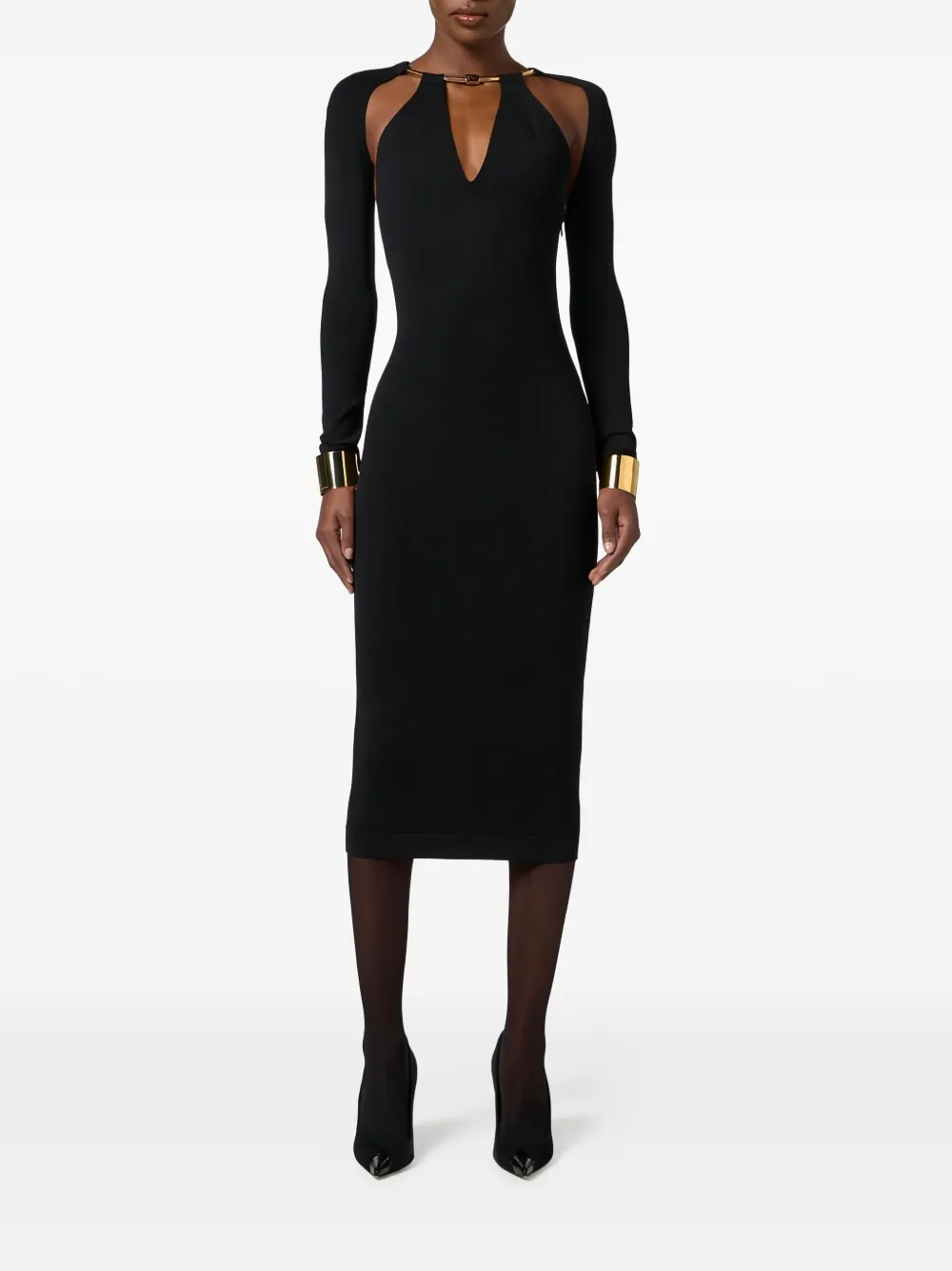 Elisabetta Franchi halterneck midi dress - Zwart