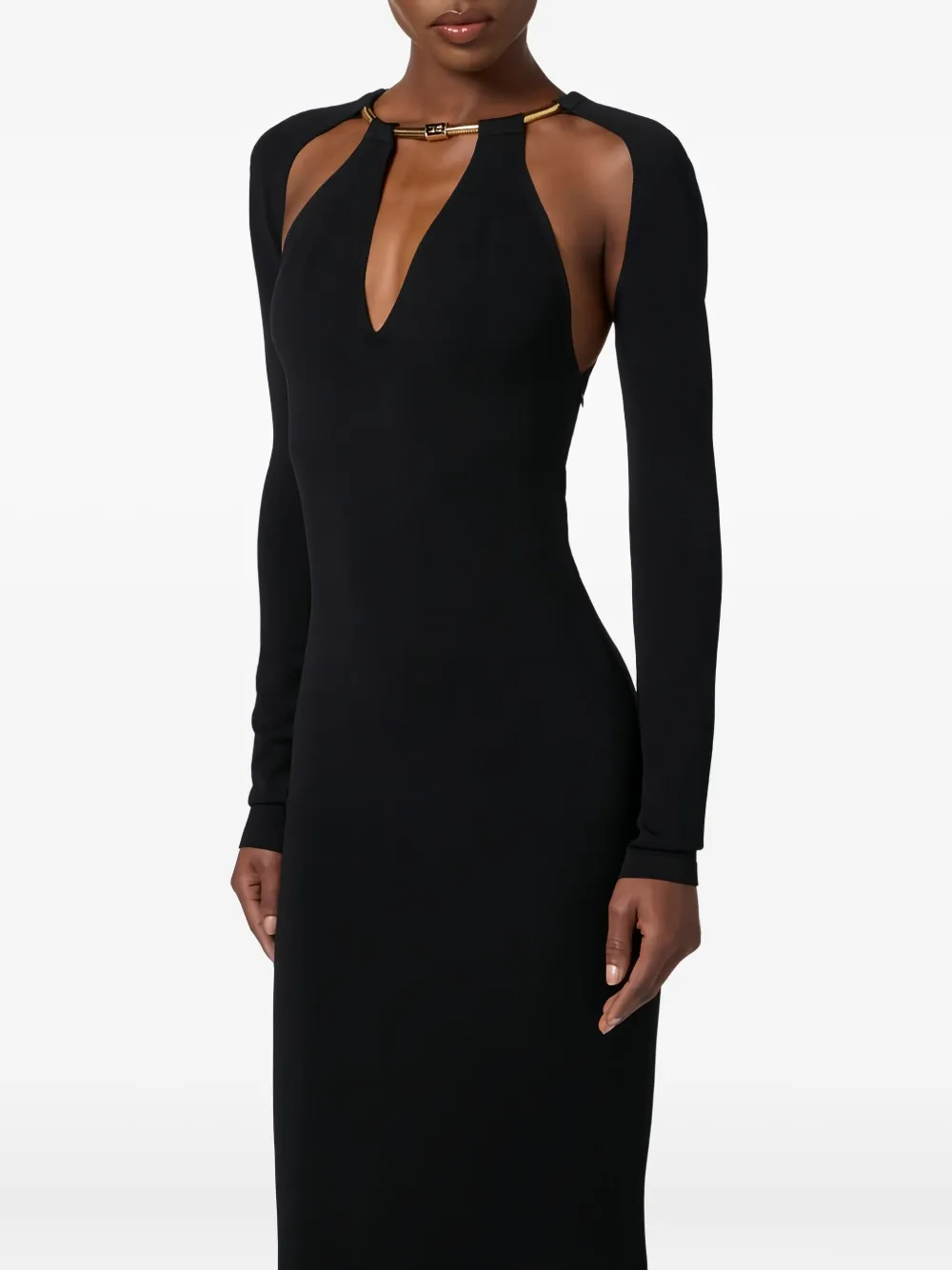 Elisabetta Franchi Midi-jurk met halternek Zwart