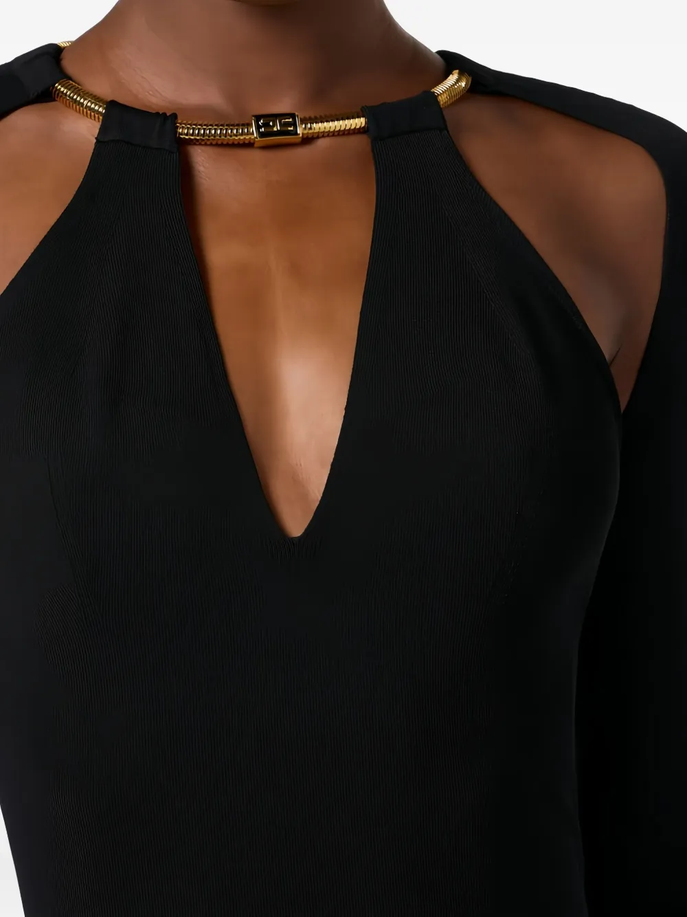 Elisabetta Franchi Midi-jurk met halternek Zwart