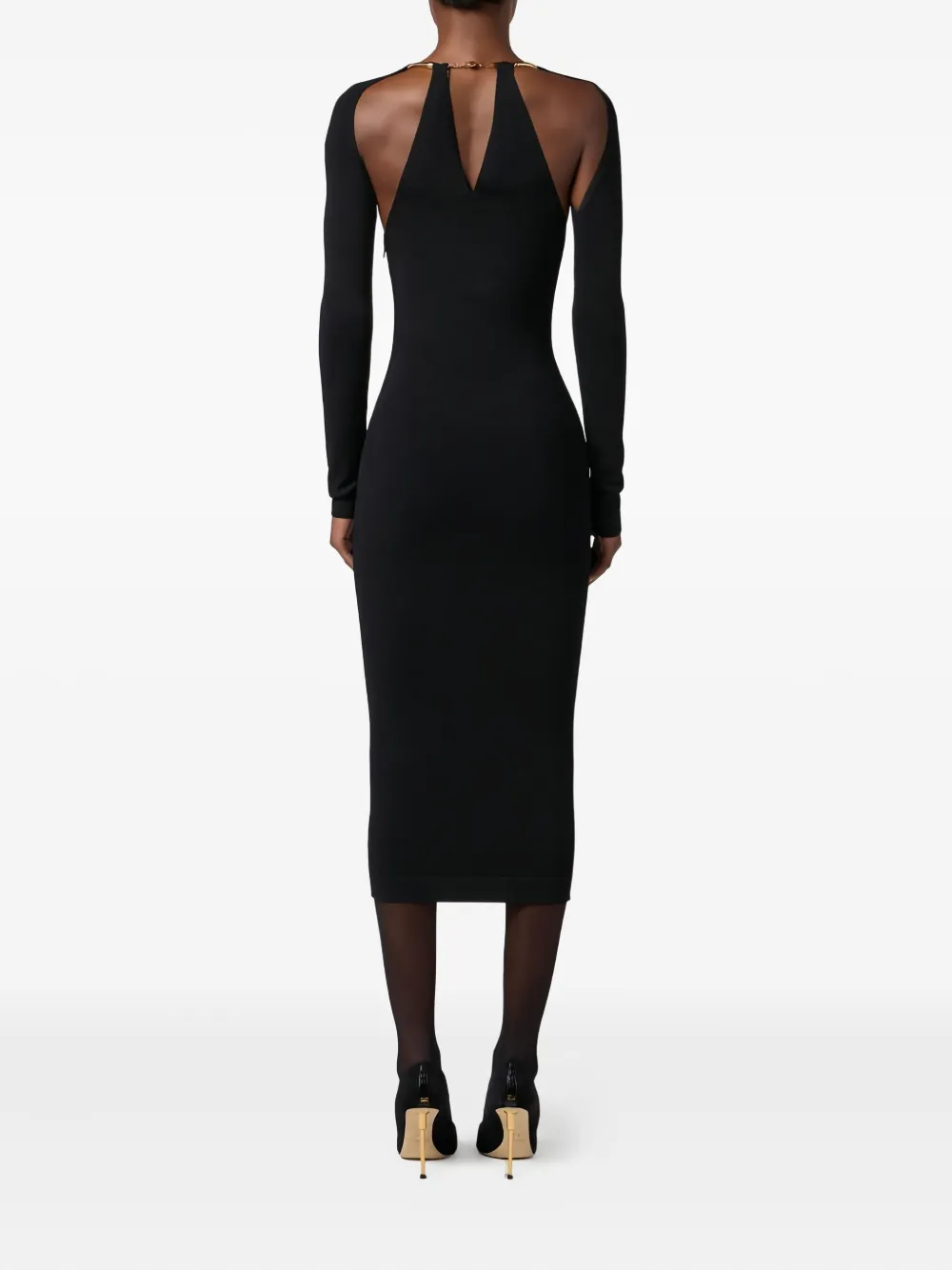 Elisabetta Franchi Midi-jurk met halternek Zwart