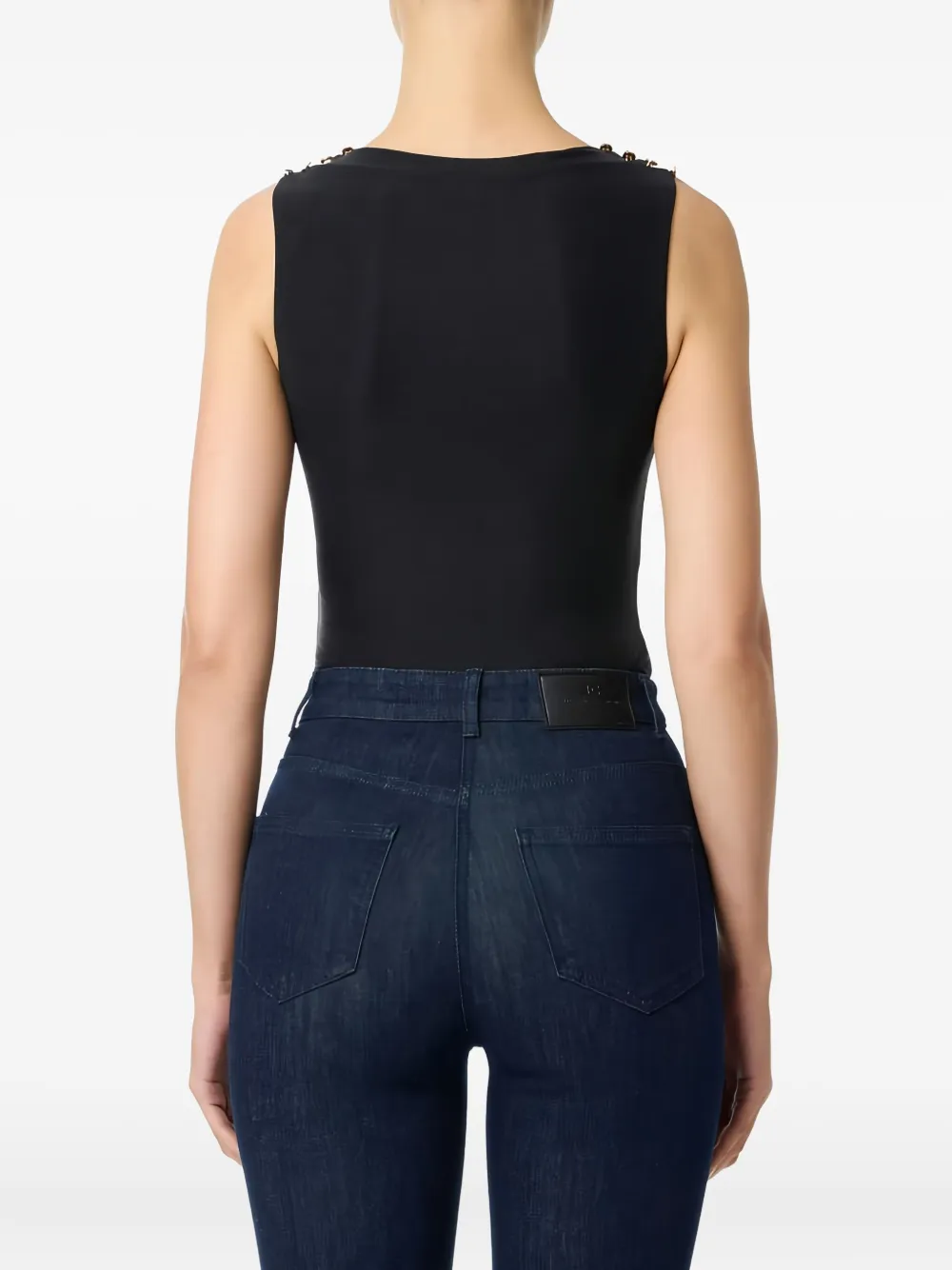 Elisabetta Franchi Ribbed Decorative-buttons Tank Top In Black
