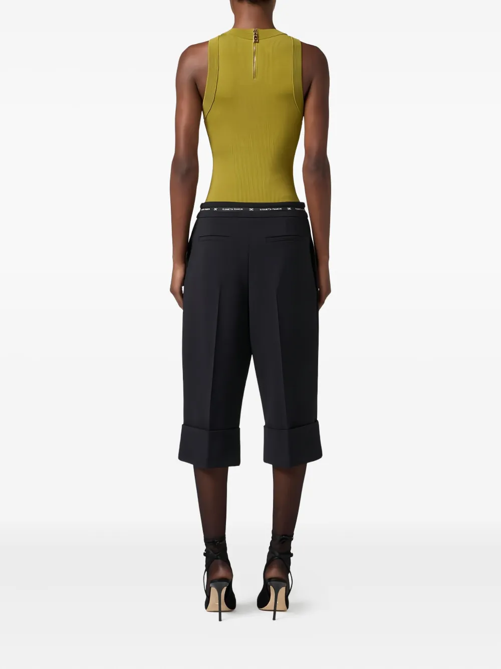 Elisabetta Franchi Chain-detail Knitted Bodysuit In Green