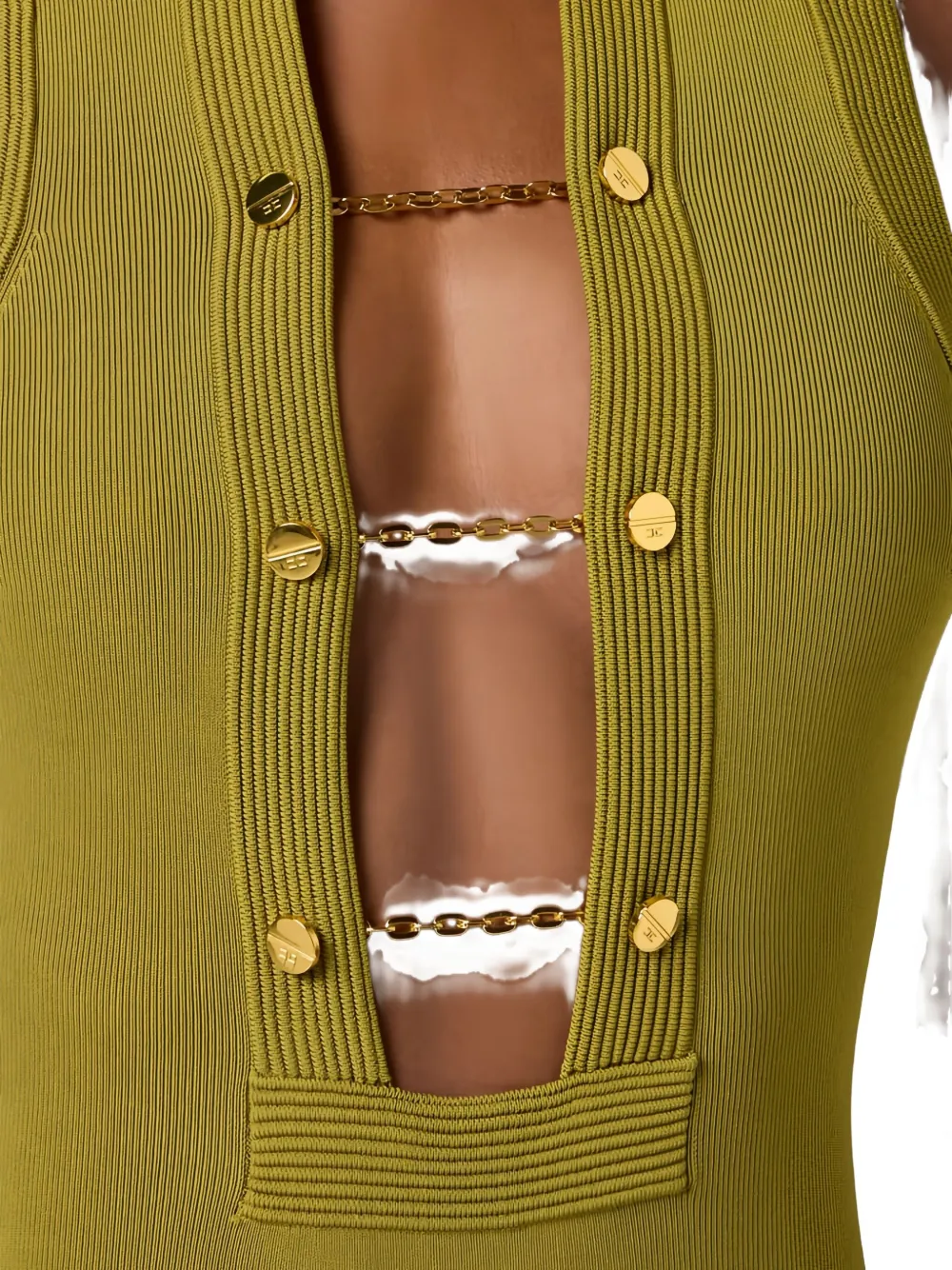 Elisabetta Franchi Chain-detail Knitted Bodysuit In Green