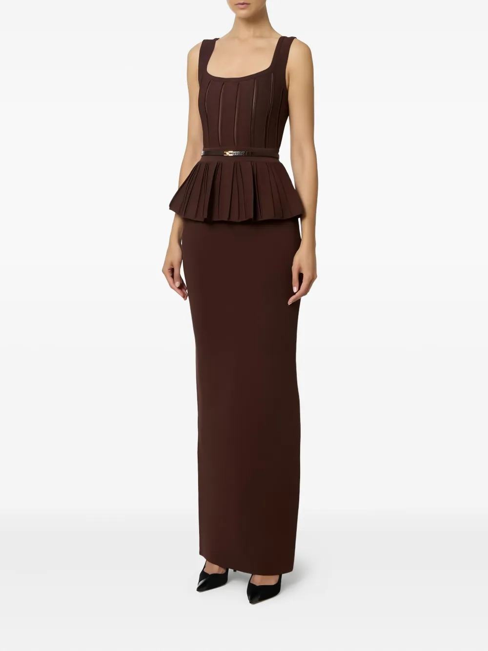 Elisabetta Franchi belt-detail knitted maxi dress | Evening Dresses | Image 2