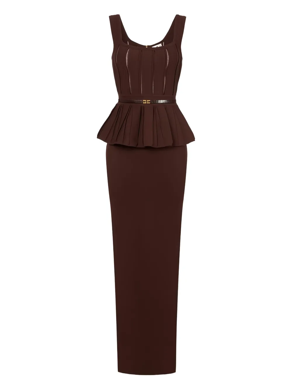 Elisabetta Franchi belt-detail knitted maxi dress | Brown | Image 1
