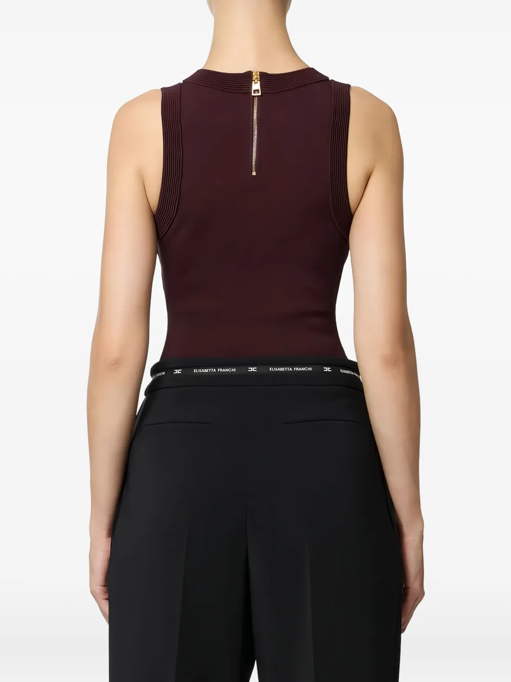 Elisabetta Franchi Chain-detail Bodysuit In Brown