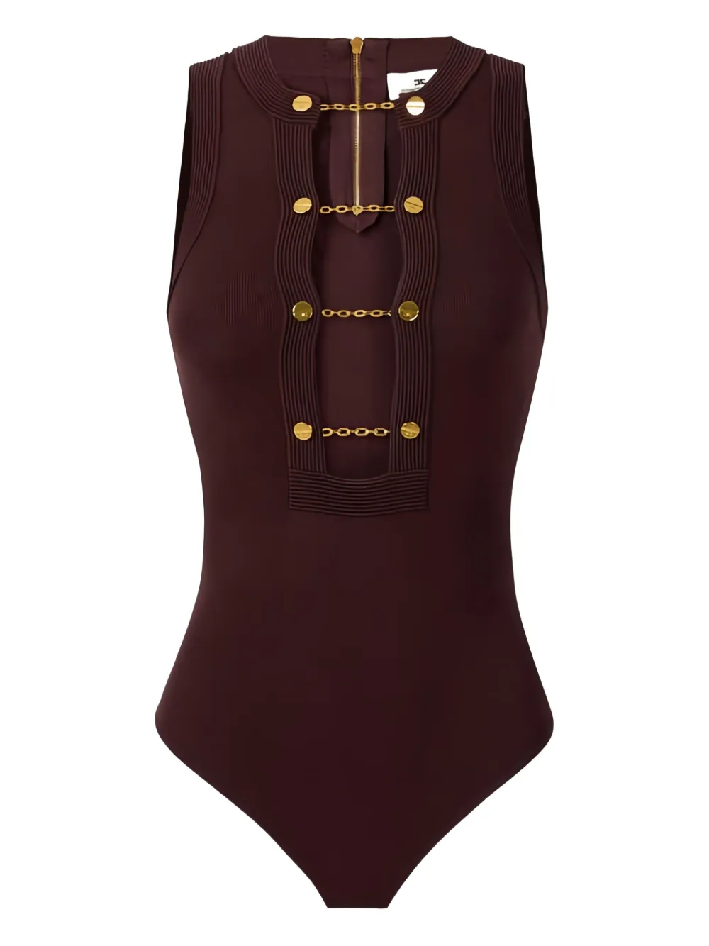 Elisabetta Franchi Chain-detail Bodysuit In Brown