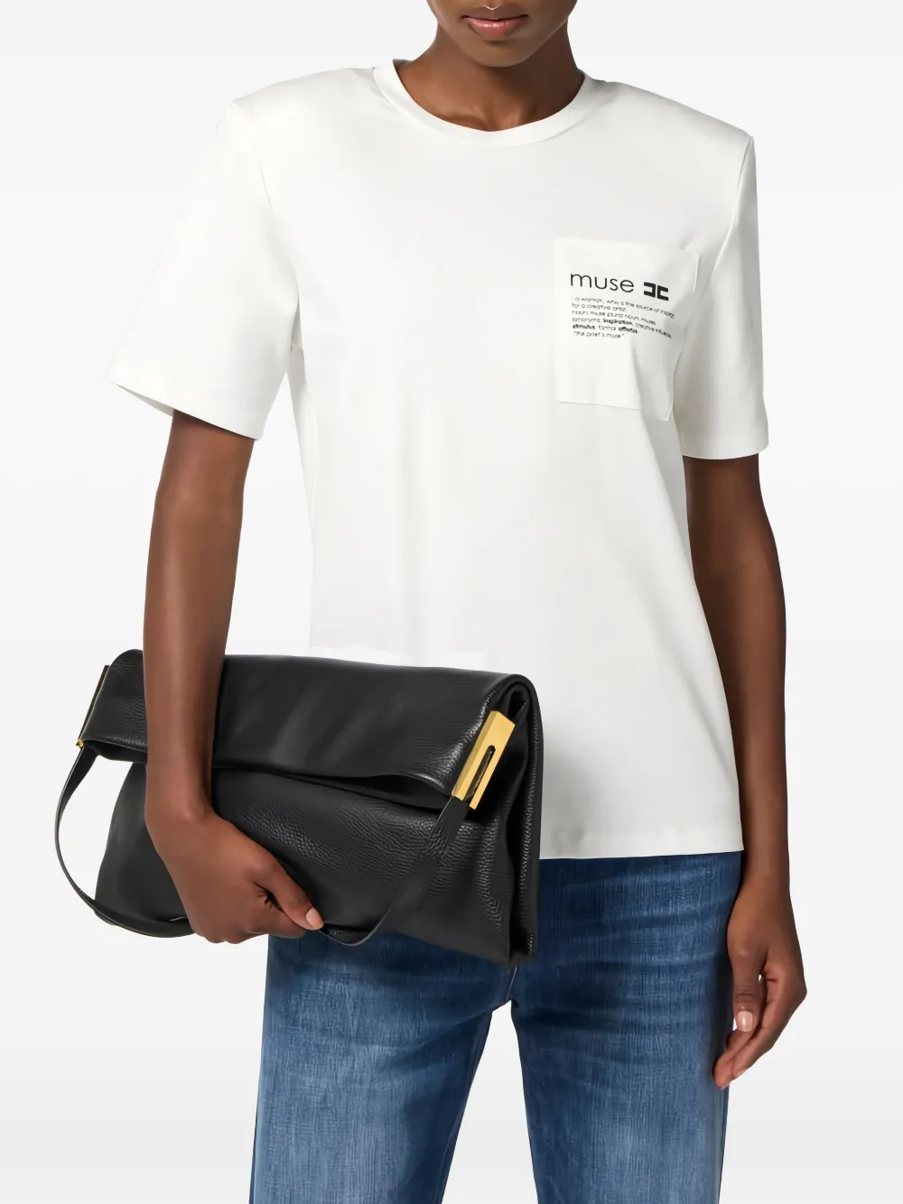 Elisabetta Franchi leather tote bag - Zwart