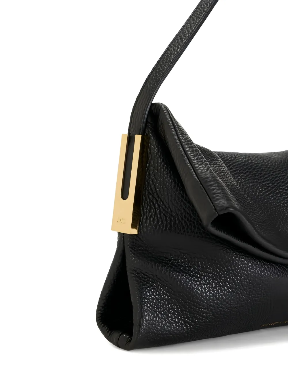 Elisabetta Franchi Leather Shoulder Bag In Black