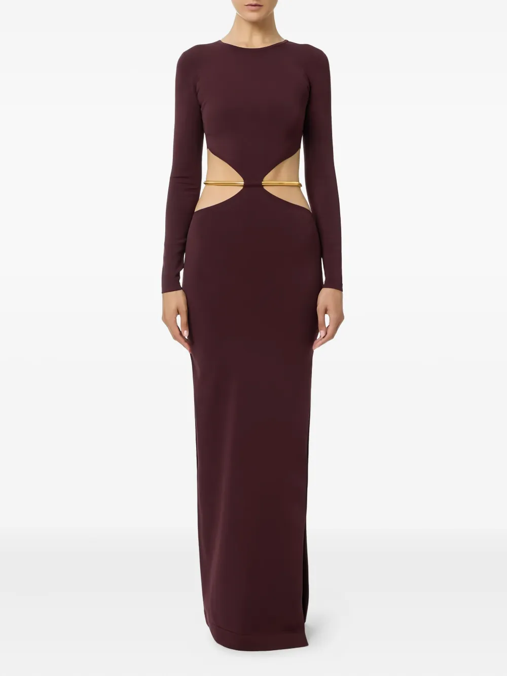 Elisabetta Franchi Cut-out Belted Maxi Dress In Red