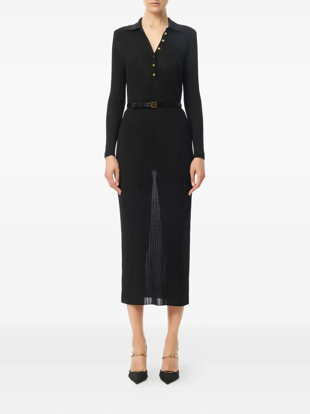 Elisabetta Franchi jacquard knit midi dress - Zwart