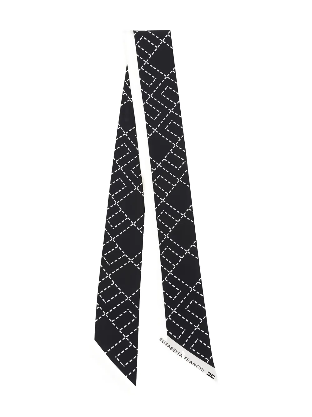 Elisabetta Franchi Logo-pattern Silk Scarf In Black