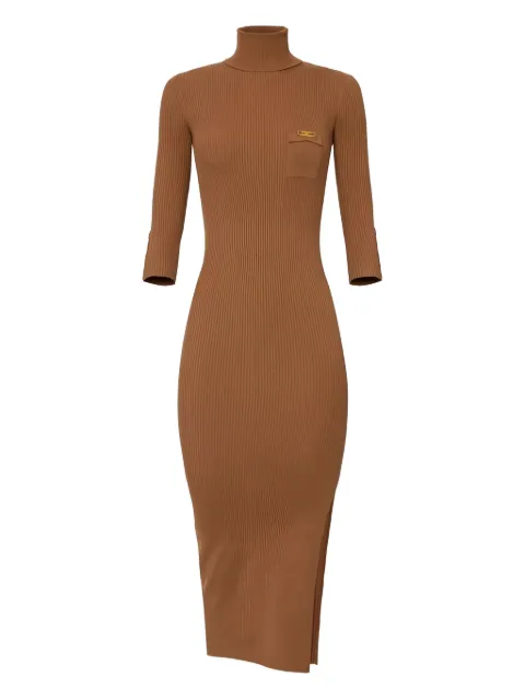 Elisabetta Franchi ribbed chest-pocket midi dress