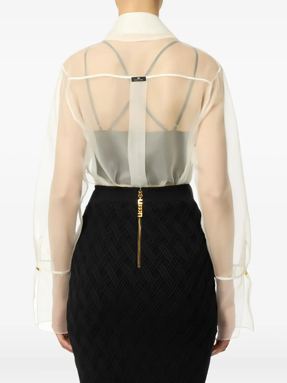 Elisabetta Franchi Organza Silk Blouse In White