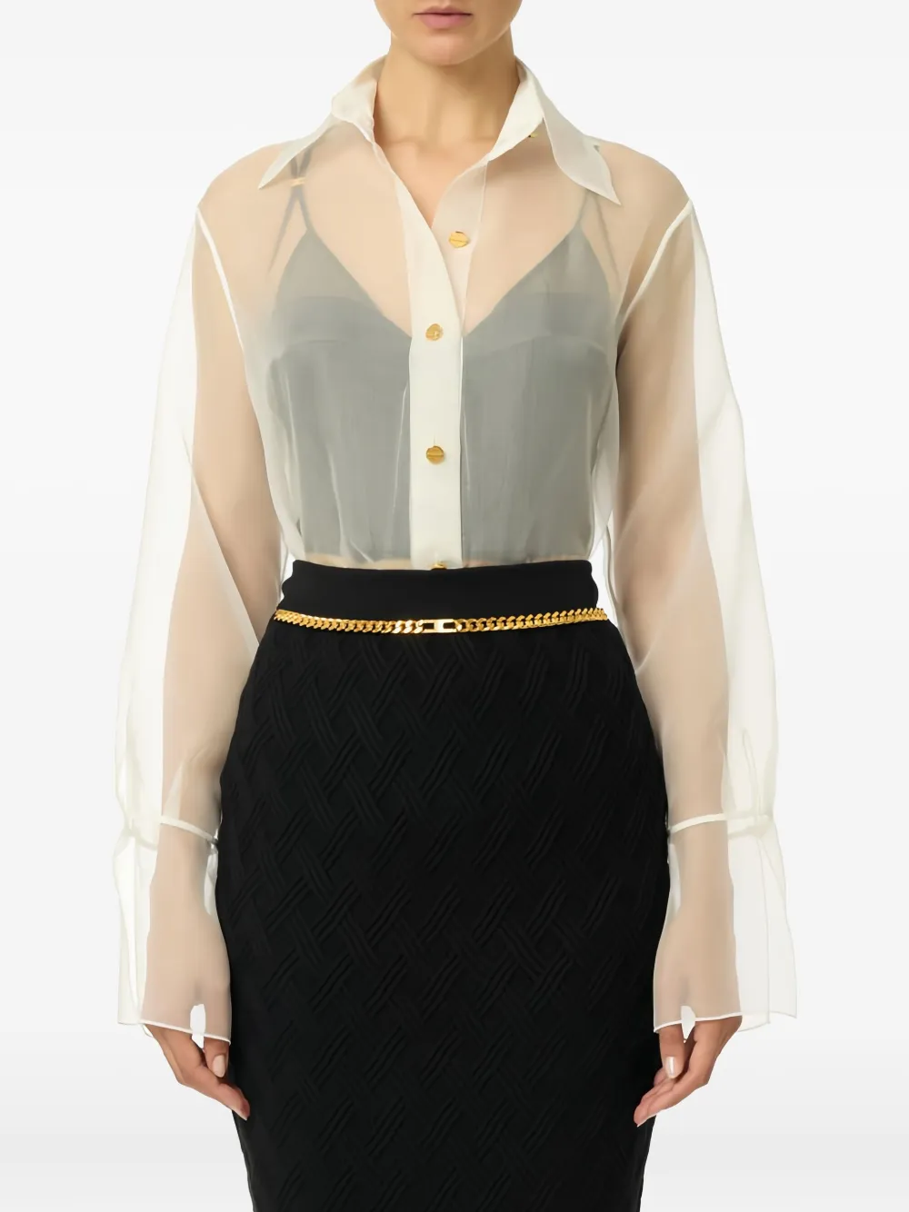 Elisabetta Franchi organza silk blouse - Beige