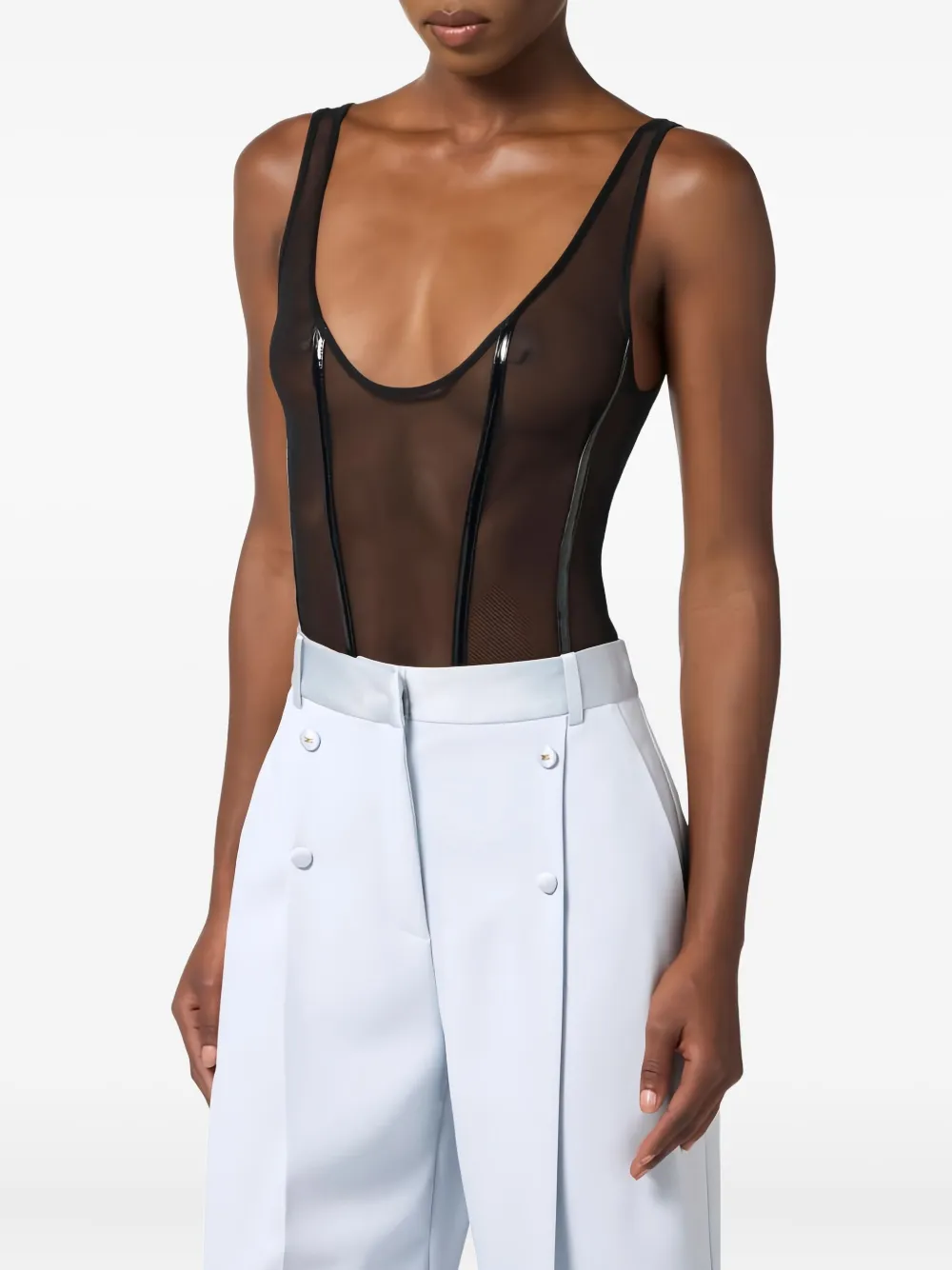 Elisabetta Franchi Body Aus Tüll In Black
