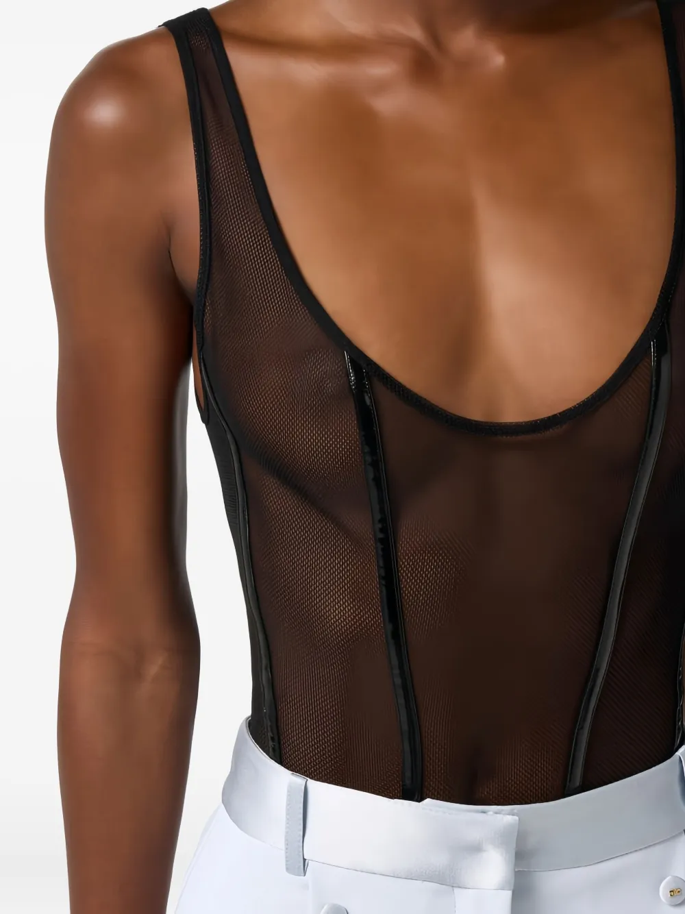 Elisabetta Franchi Body Aus Tüll In Black