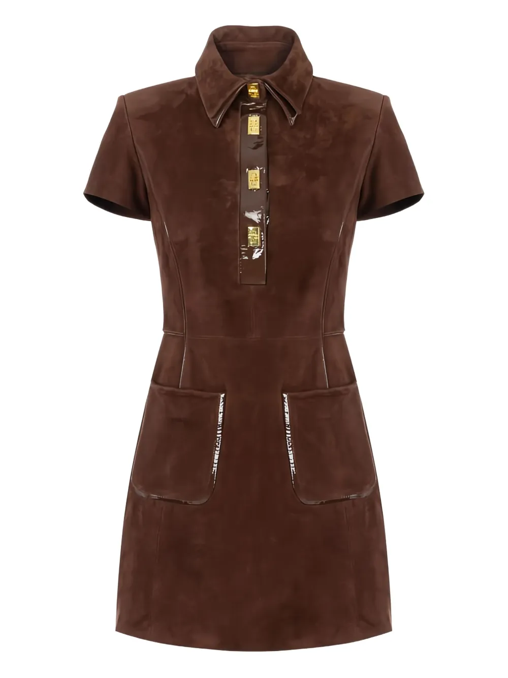 Elisabetta Franchi turn-lock suede mini dress | Brown | Image 1