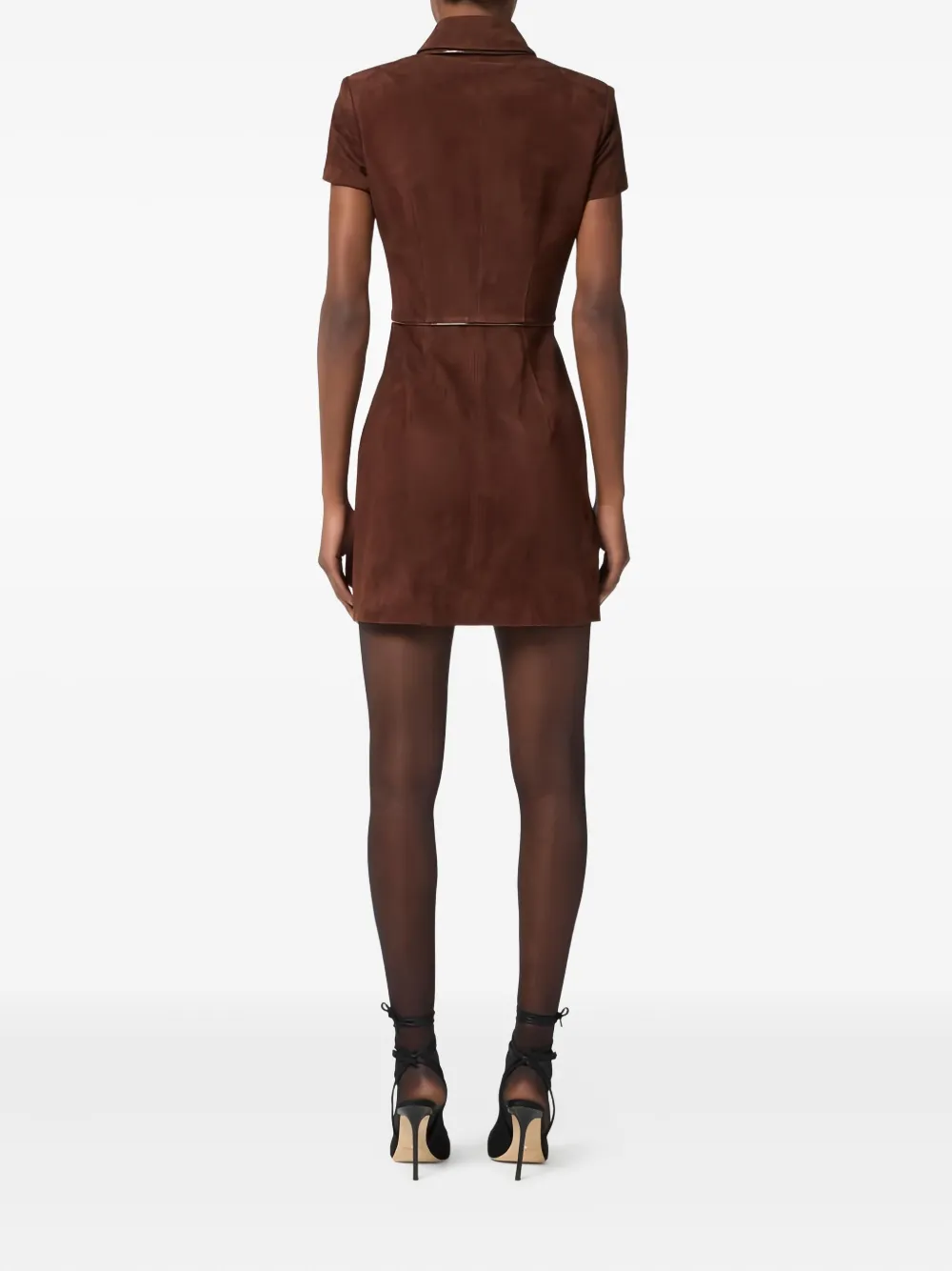 Elisabetta Franchi Suède mini-jurk met draaislot Bruin