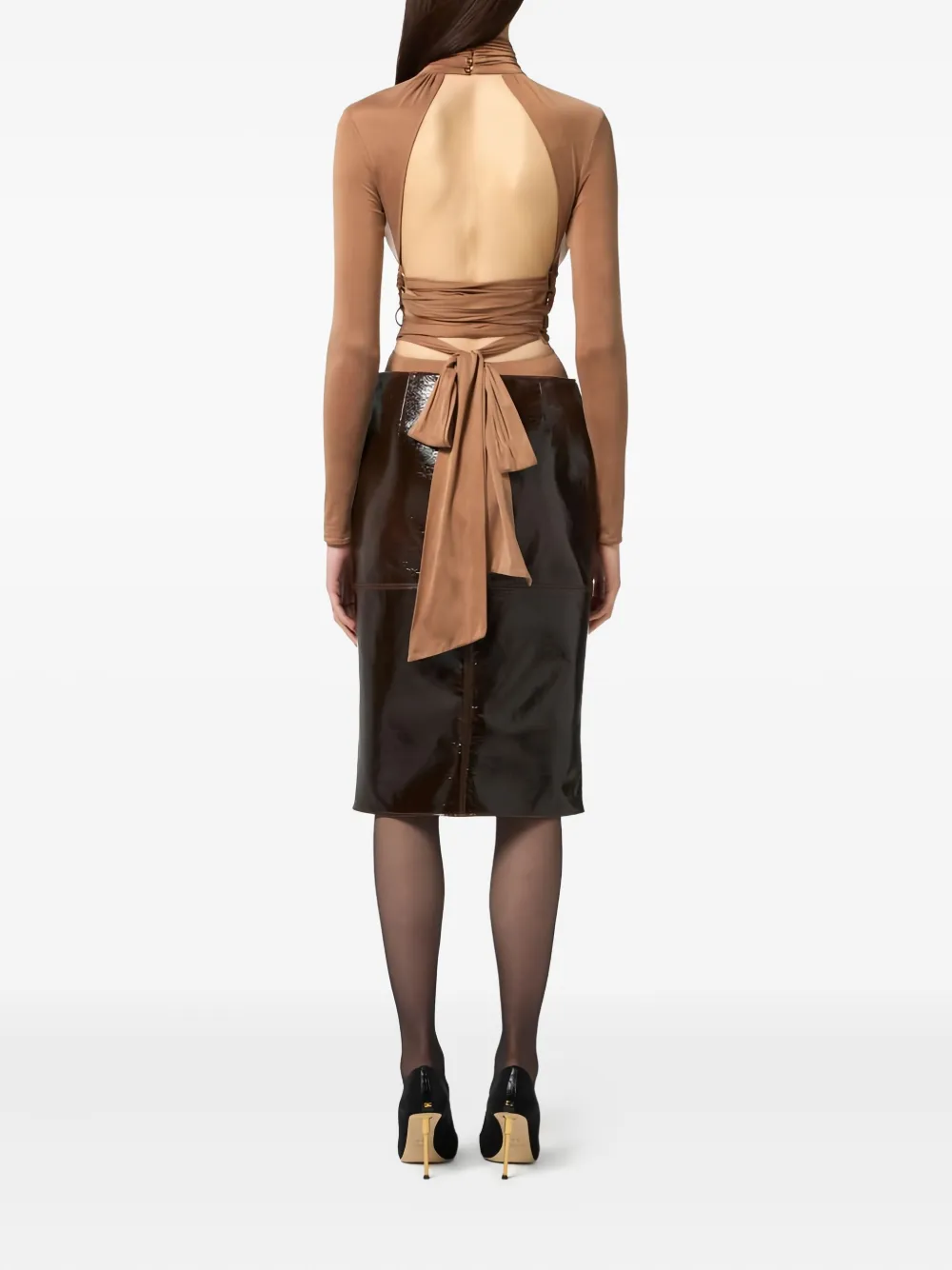 Elisabetta Franchi Drapierter Body Mit Schleife In Neutral