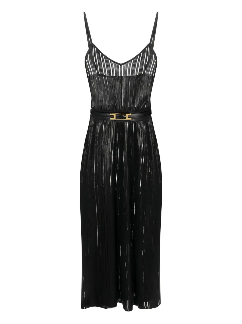 Elisabetta Franchi laminated ribbed midi dress | Black | Image 1