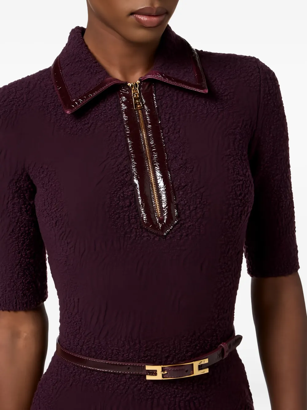 Elisabetta Franchi Bouclé gebreide midi-jurk Rood